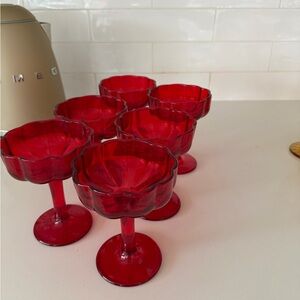 Set of Red Glass Goblets